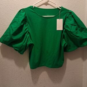 a new day Emerald Puff Sleeve Crop Top